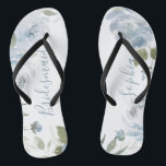 Chinelos Porta-vozes florais com poeira personalizada<br><div class="desc">Flórida moderna de aquarelas em azul empoeirado e verde-sábio,  elegante e romântico,  pontes personalizadas de noivas personalizadas de excelente</div>