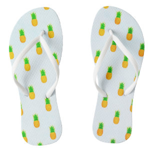 Chinelos Prainha com Estampa de Abacaxi Amarelo Tropical