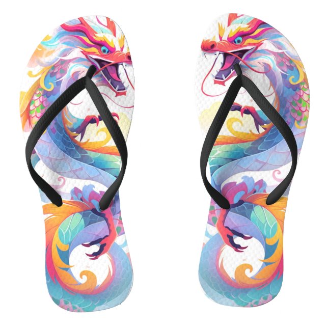Chinelos Presente CNY Única do Dragão Colorido Vibrante (Pé da cama)