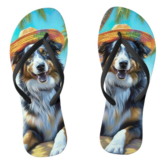 Chinelos Presente de verão para amante de Australian Shephe (Pé da cama)