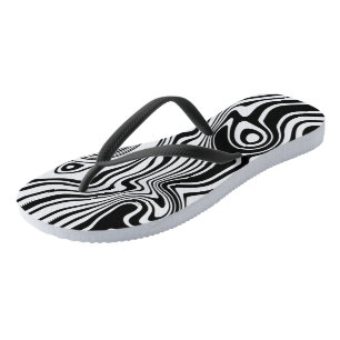 Chinelos Preto Branco Ondas Abstratas Suas Cores