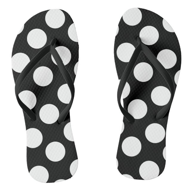 Chinelos preto e branco das bolinhas (Pé da cama)