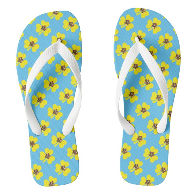 Chinelos Primavera azul e amarelo, trevas amarelas (Pé da cama)