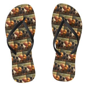 Chinelos Pug Puppy Autumn Delight Pumpkin