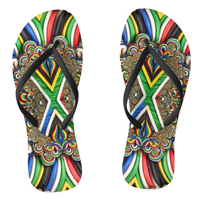Chinelos Pulseiras delgadas de adultos com cores sul-africa (Pé da cama)