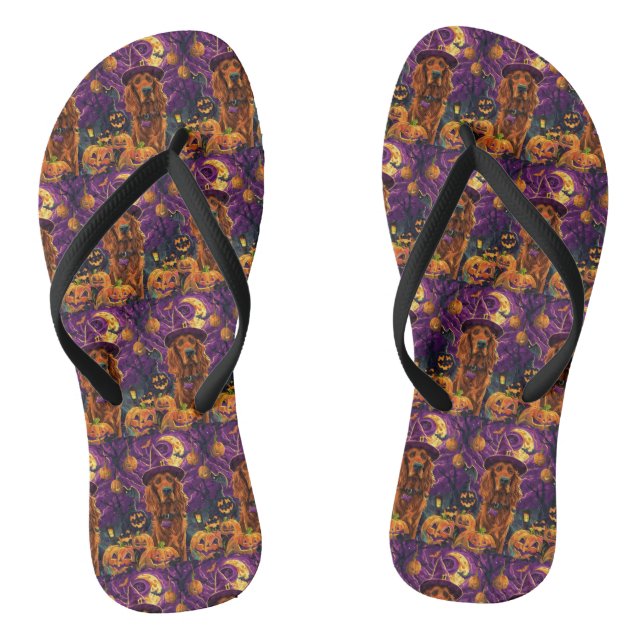 Chinelos Pumpkin de Bruxas de Bruxas do Red Setter Irlandês (Pé da cama)