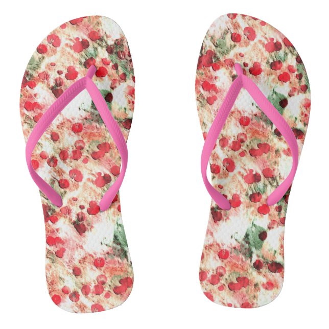 Chinelos Punk Rock Sujo de Bolinhas Vermelho Rosa (Pé da cama)
