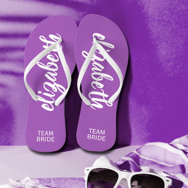 Chinelos Purple e White Personalizados de Noiva de Equipe (Criador carregado)