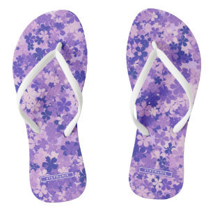 Chinelos Púrpura Floral Elegante Violeta Padrão de Flor