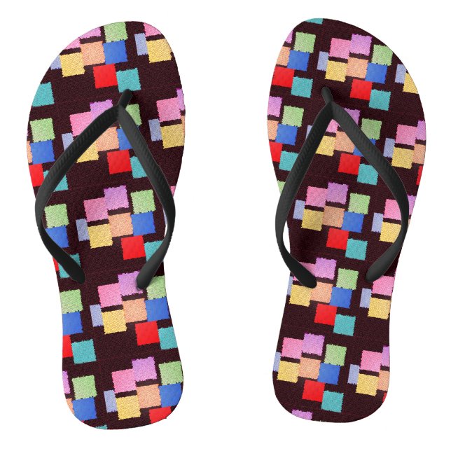 Chinelos quadrados coloridos (Pé da cama)