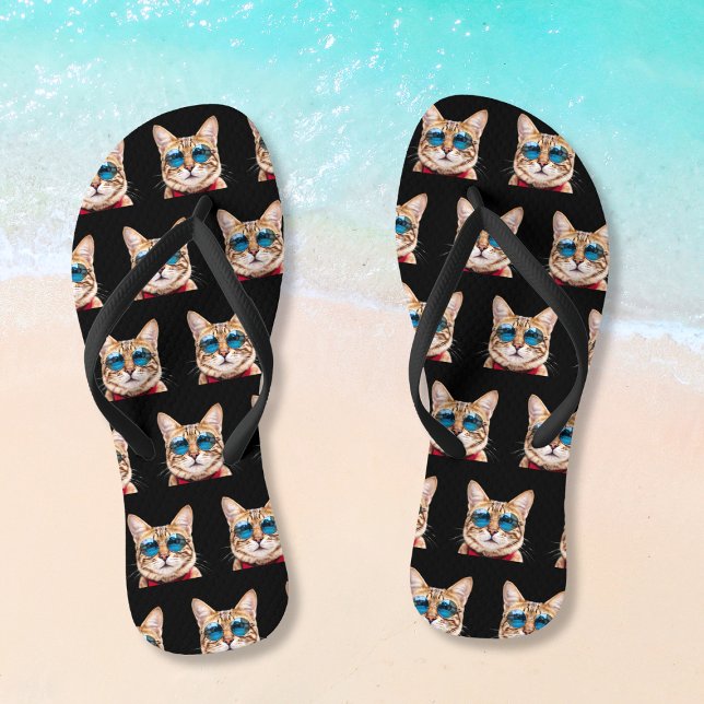 Chinelos Qualquer Foto de Cat Personalizada Engraçada por C (Any Color Funny Personalized Cat Photo Flip Flops
)