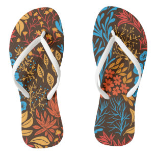 Chinelos Rabiscos florais escuros