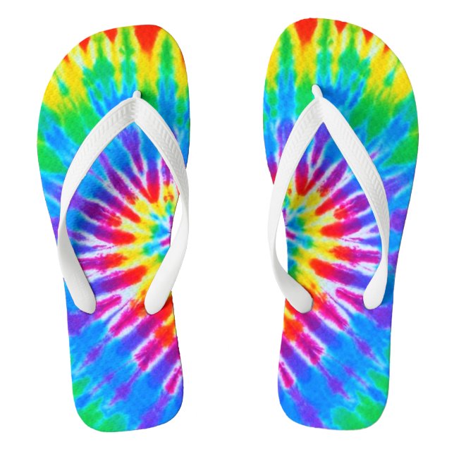 Chinelos Rainbow Spiral Tie Dye (Pé da cama)