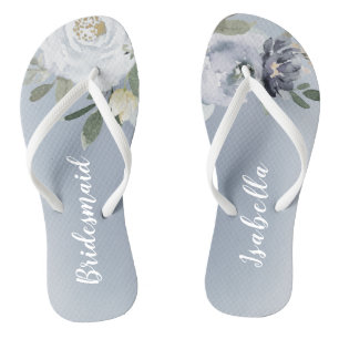 Chinelos Rapariga floral azul empoeirada