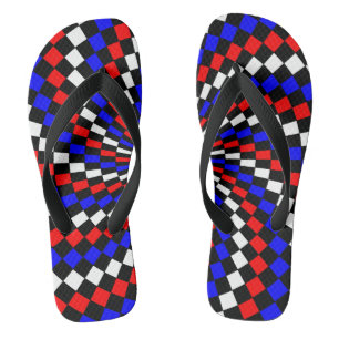 Chinelos Red White Blue Checker Spiral por Kenneth Yoncich