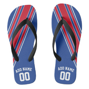 Chinelos Red White Blue Jersey Stripes/Can Edit Back Color