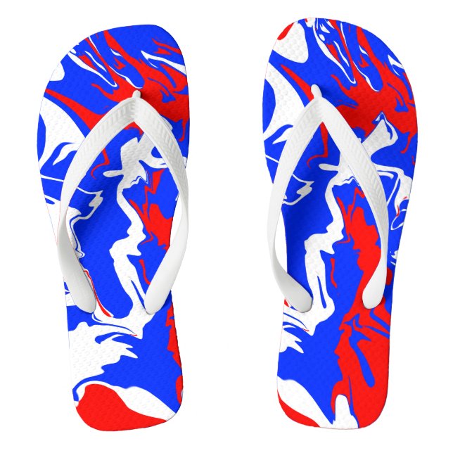 Chinelos Redemoinhos de Vermelho, Branco e Azul (Pé da cama)