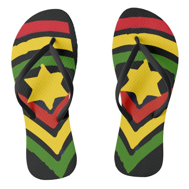 Chinelos Reggae jamaicanos de Jah Rastafari (Pé da cama)