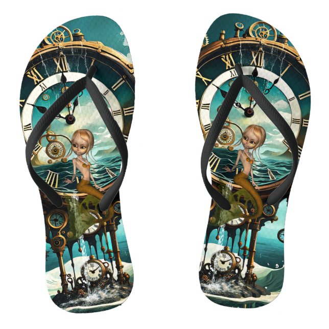 Chinelos Relógio do mar com galos fantásticos (Pé da cama)