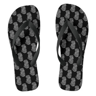 Chinelos retrato original do cão labrador preto