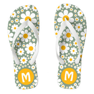 Chinelos Retro Anos 70 Floral Personalizado Verde