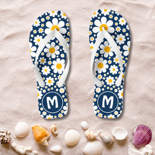 Chinelos Retro Vintage Floral Personalizado Azul dos Anos 7