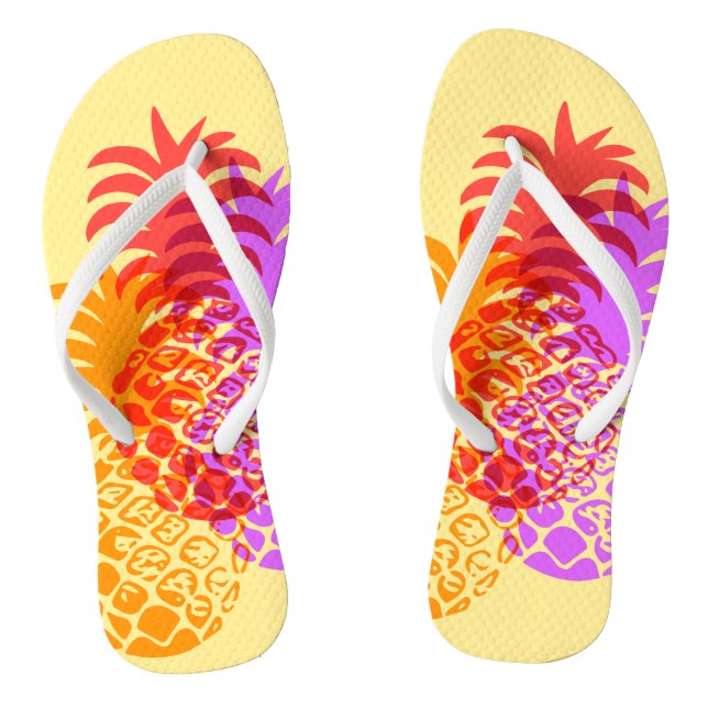 Chinelos Reversible tropical havaiano do abacaxi de Momona (Pé da cama)