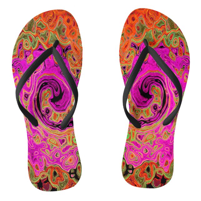 Chinelos Rolo Líquido Retro-Líquido do Abstrato do Groovk R (Pé da cama)