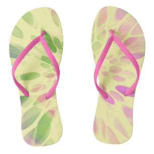 Chinelos rosa amarelo e verde Tie-dye
