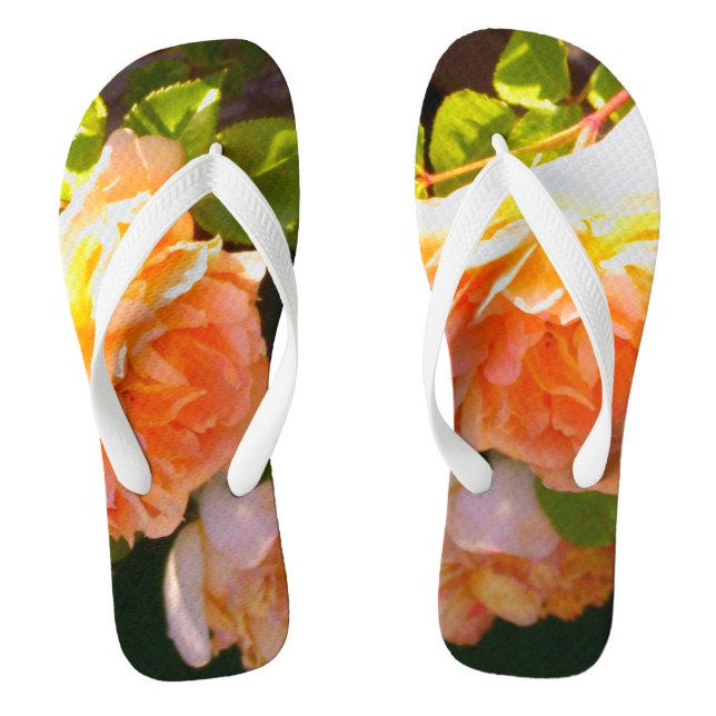 Chinelos Rosa de pêssego clássico Elegante floral (Pé da cama)