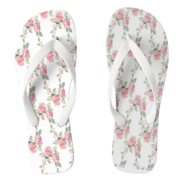 Chinelos Rosa Floral Shabby Chic Rosa (Pé da cama)