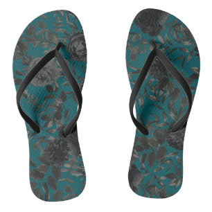 Chinelos Rosa Gótica Elegante Casamento Preto Teal
