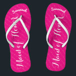 Chinelos Rosa personalizado ou qualquer cor da Madrinha de<br><div class="desc">Padrão de Listras Brancas e Rosa Magenta - Altere para Qualquer Cor clicando em personalizar. E diga o que quiser. Torne estes chinelos do tipo que têm sua mensagem neles. Seja a fala da praia! Personalizado com seu nome ou qualquer coisa e título ou seu texto aqui. Você pode mudar...</div>
