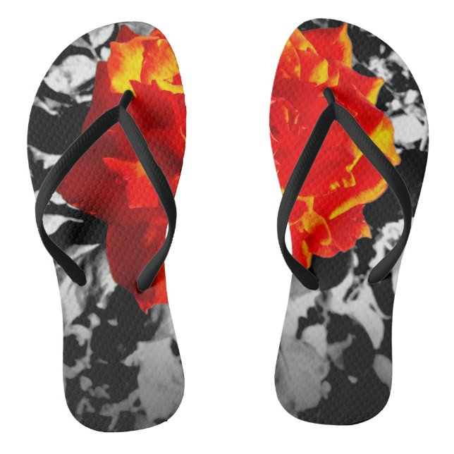 Chinelos Rosa vermelha Flip-flops Personalizado Slim Straps (Pé da cama)