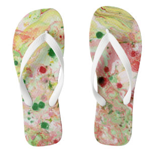 Chinelos Rosa Vermelho Amarelo Verde Moderno Abstrato Tendê