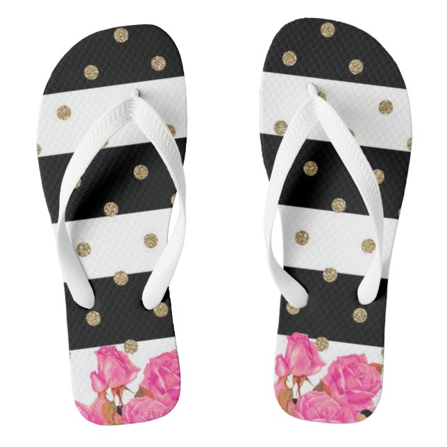 Chinelos Rosas, faixas e Bolinhas (Pé da cama)
