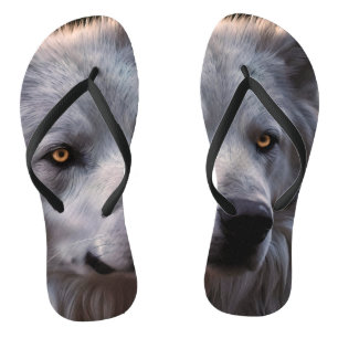 Chinelos Rosto Branco De Lobo,