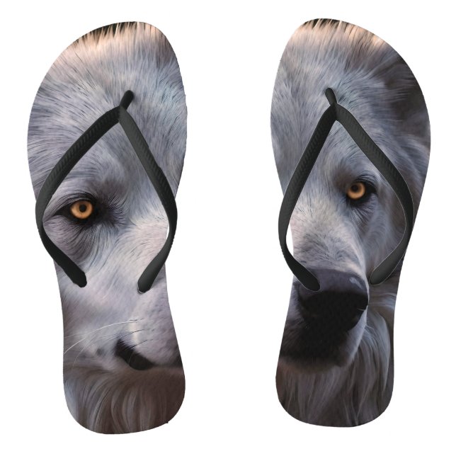 Chinelos Rosto Branco De Lobo, (Pé da cama)