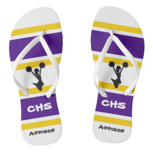 Chinelos roxos & amarelos personalizados do elogio
