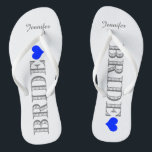 Chinelos Royal Blue Heart Bride<br><div class="desc">Diversão, chinelos de casamento personalizados</div>