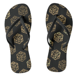 Chinelos RPG Dice Dourada Fantasy Retro Tabletop PnP Game