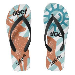 Chinelos Rustic Vintage Deer Sun e Stripes Patterno