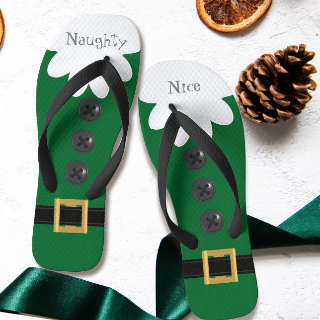 Chinelos Senhoras Green Naughty Christmas Elf Suit Festivo (Perfect for celebrating Christmas in July (or the one in December) Have you been naughty and nice?)