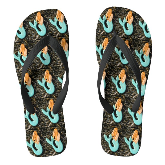 Chinelos sereias de cauda azul (Pé da cama)