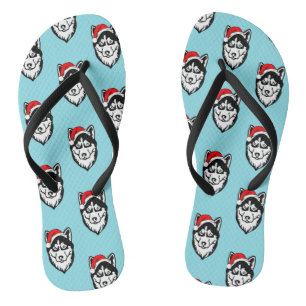 Chinelos Siberian Husky Dog Christmas Santa Hat