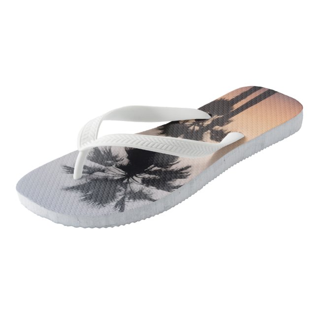 Chinelos Silhuetas de Palmeiras ao Anoitecer (Inclinado)