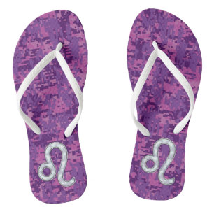 Chinelos Sinal de Leo em Digitas fúcsia cor-de-rosa