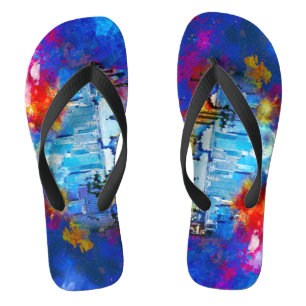 Chinelos SlipperyJoe NYC grafite lua cercada por nuvens dra