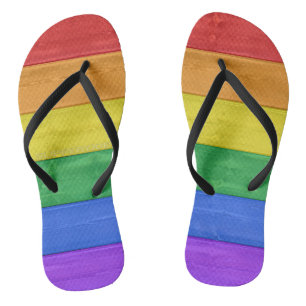 Chinelos SlipperyJoe's clássico arco-íris tátil feito à mão