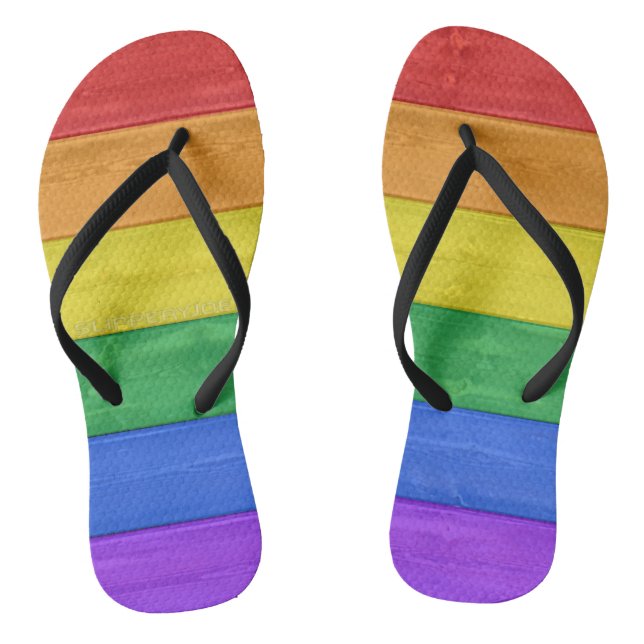 Chinelos SlipperyJoe's clássico arco-íris tátil feito à mão (Pé da cama)